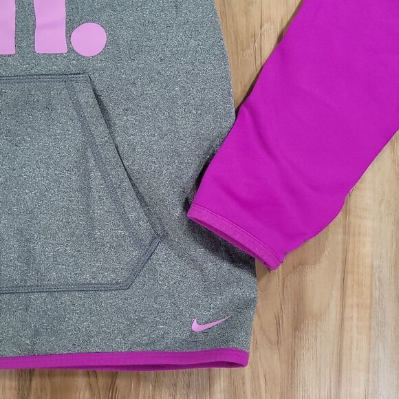 🔺️Nike Purple & Gray "Just Do It" Hooded Sweatshirt Small - Picture 7 of 13